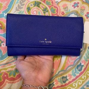 Kate Spade Blue iPhone Leather Wallet Clutch